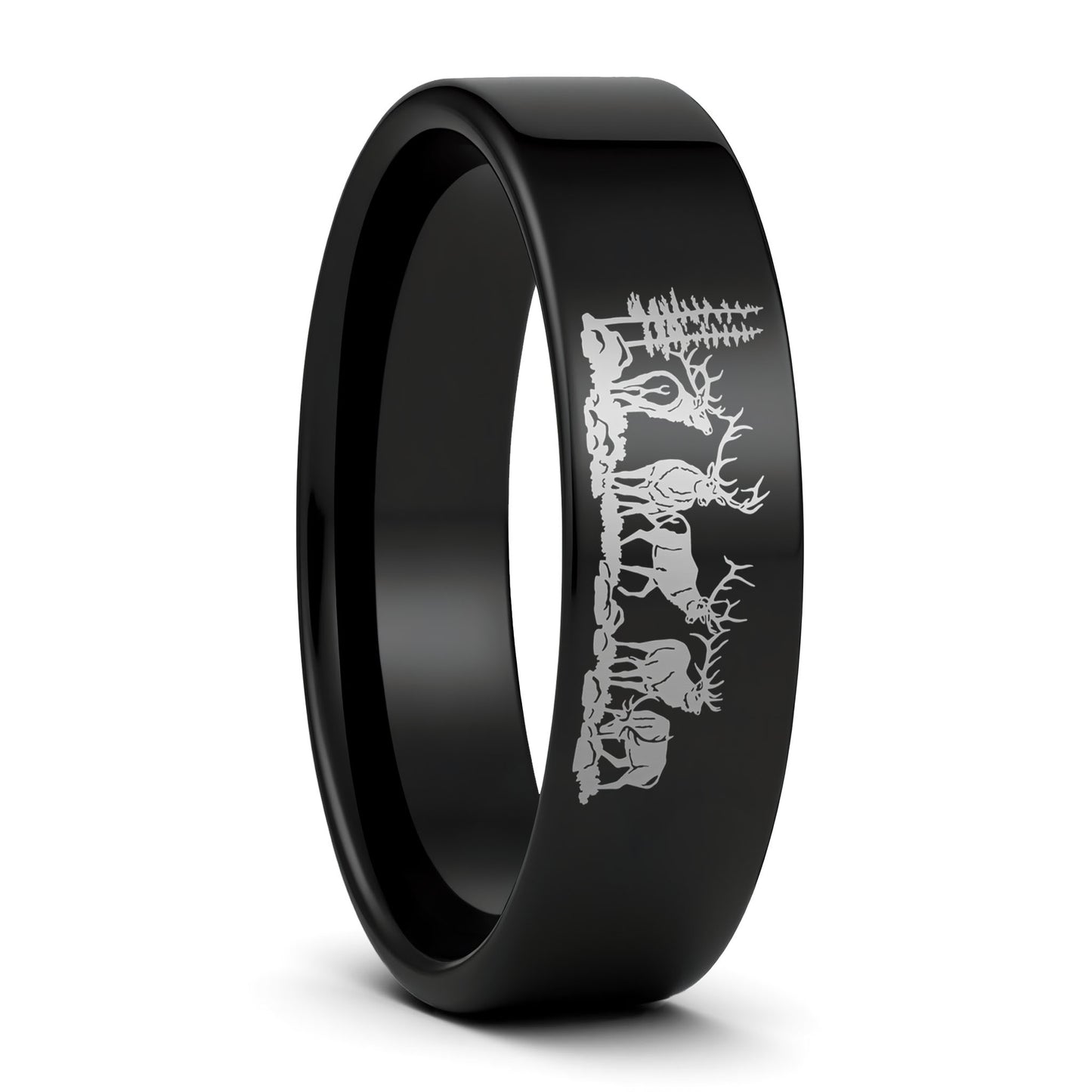 Alliance pour hommes en tungstène noir Bull Elk