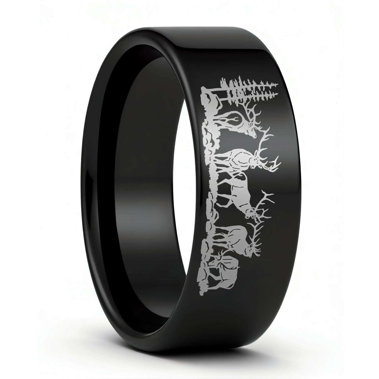 Alliance pour hommes en tungstène noir Bull Elk