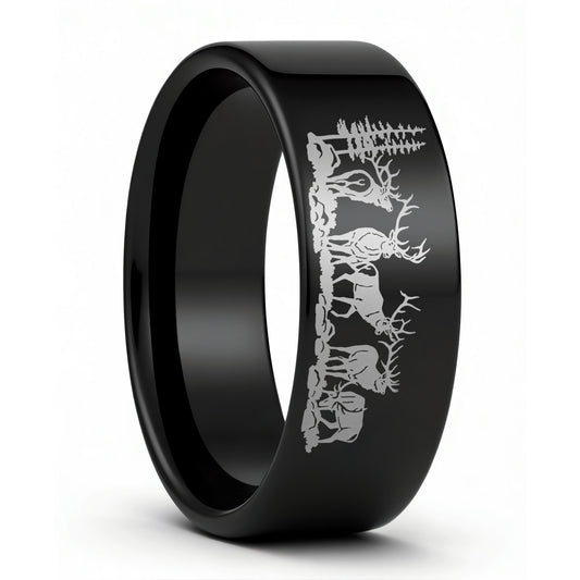 Bull Elk Tungsten Men's Wedding Band