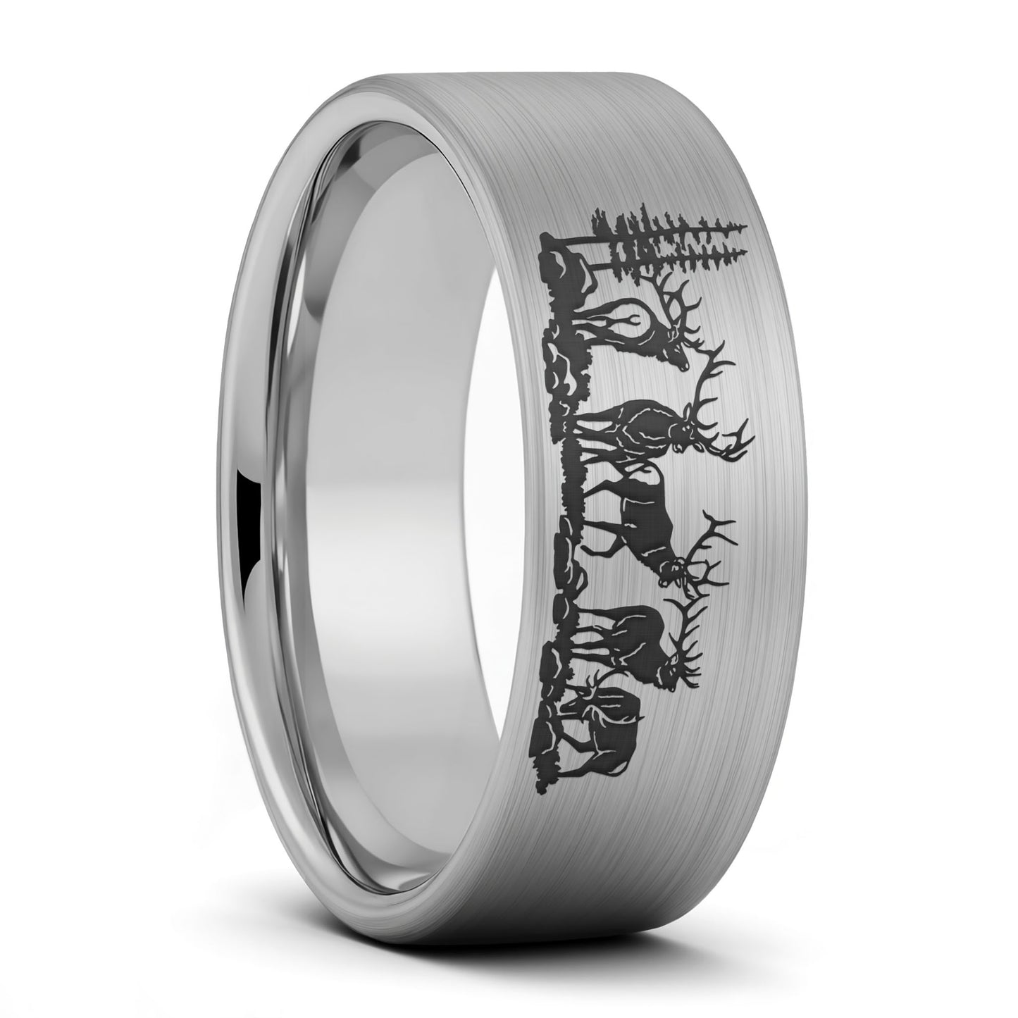 Alliance pour hommes en tungstène doré brossé Bull Elk