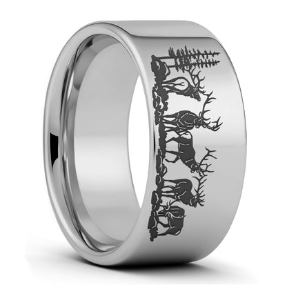 Bull Elk Tungsten Men's Wedding Band