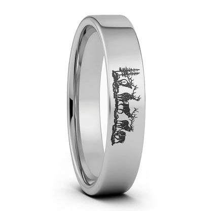 Alliance pour hommes en tungstène noir Bull Elk