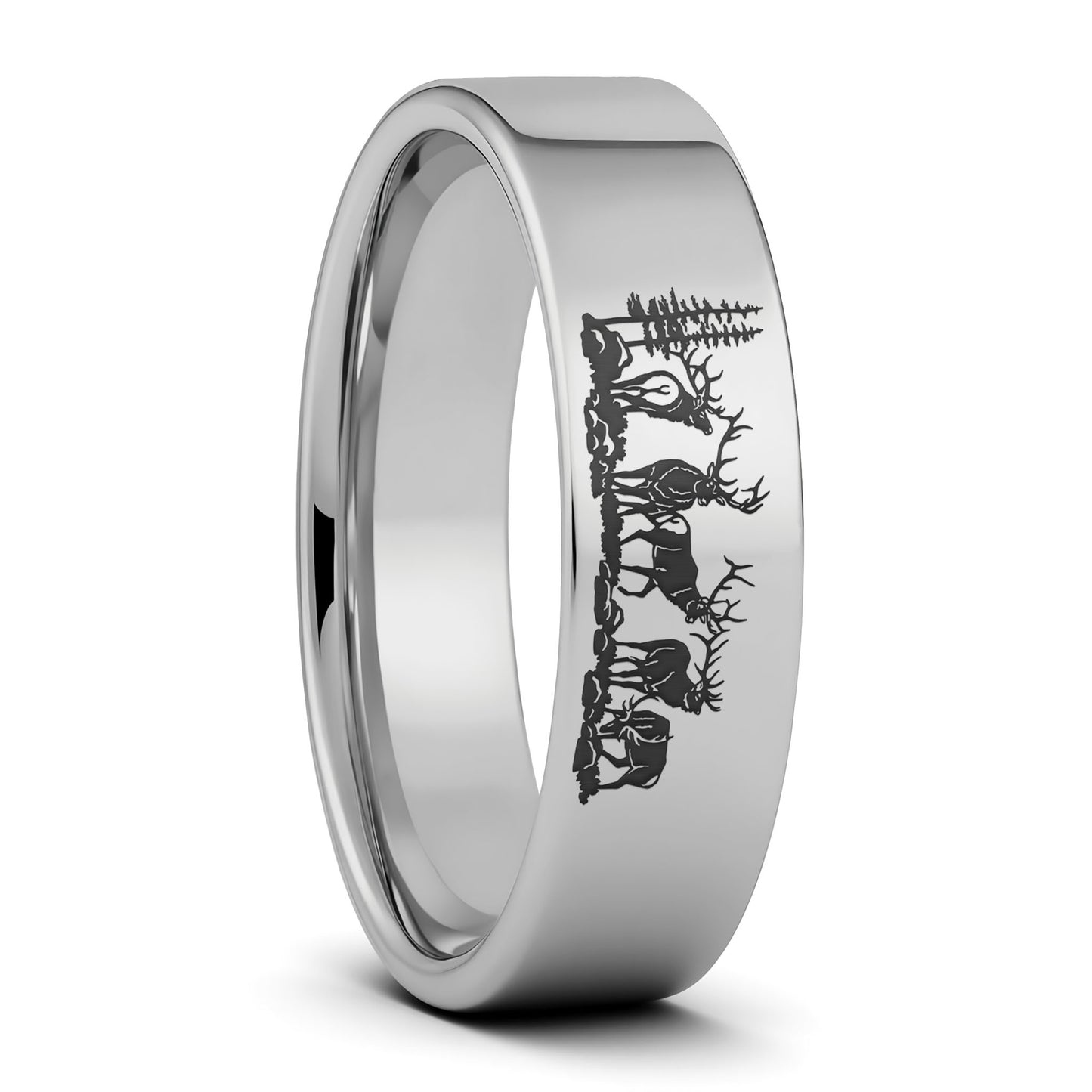 Alliance pour hommes en tungstène noir Bull Elk