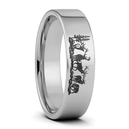 Alliance pour hommes en tungstène noir Bull Elk