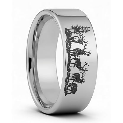 Alliance pour hommes en tungstène noir Bull Elk