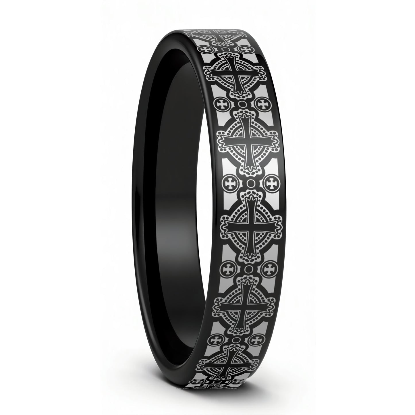Celtic Cross Pattern Tungsten Wedding Band