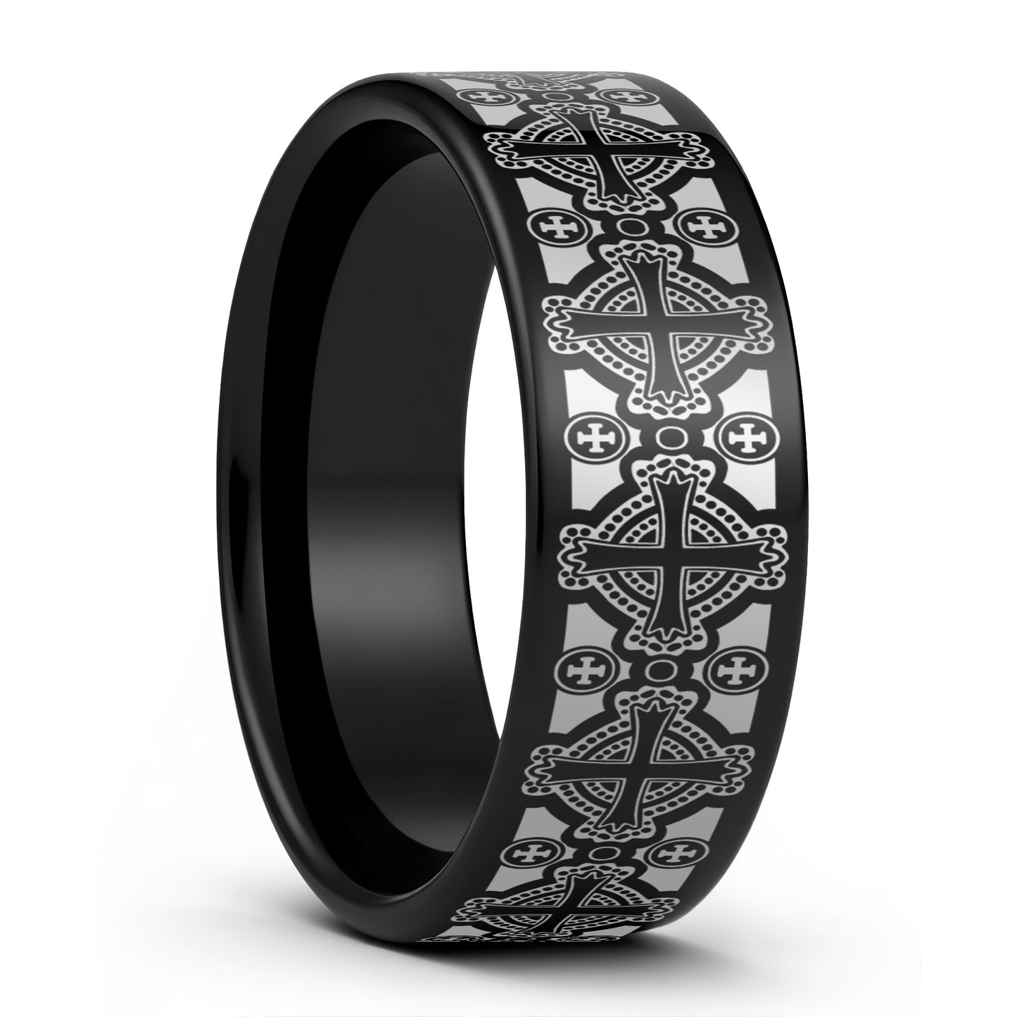 Celtic Cross Pattern Tungsten Wedding Band
