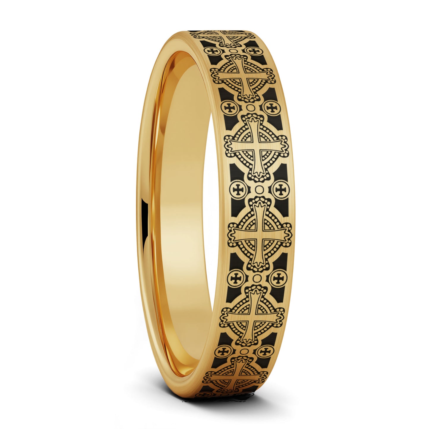 Celtic Cross Pattern Brushed Tungsten Wedding Band