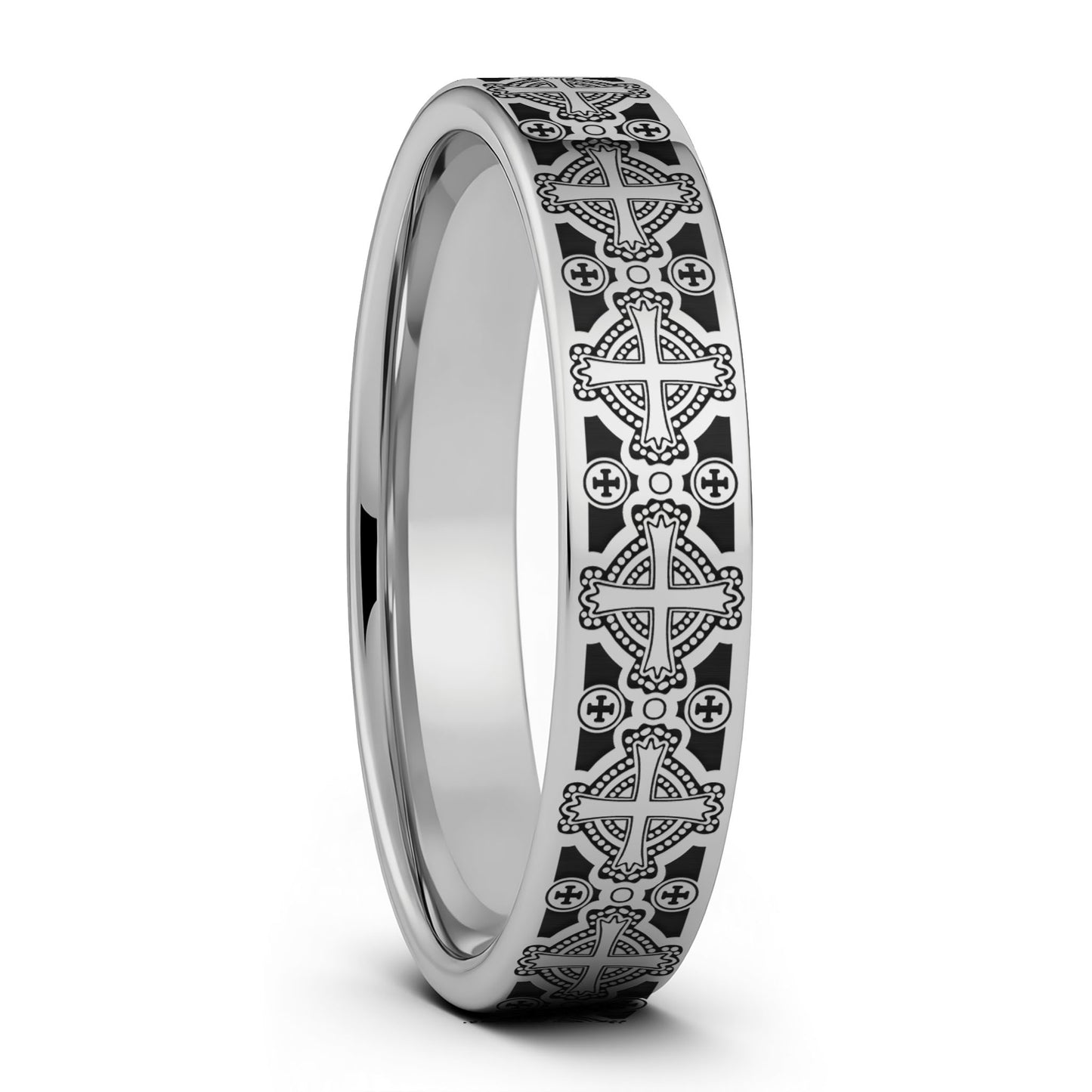Celtic Cross Pattern Tungsten Wedding Band