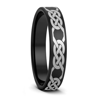 Eternity Celtic Knot Pattern Brushed Tungsten Wedding Band