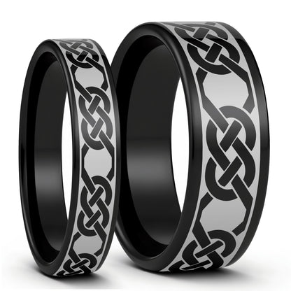 Celtic Pattern Tungsten Couple's Matching Wedding Band Set