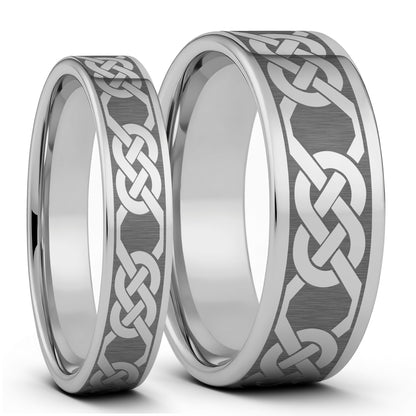 Celtic Pattern Tungsten Couple's Matching Wedding Band Set