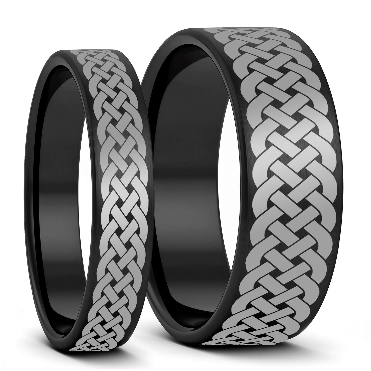 Celtic Sailor's Knot Brushed Tungsten Couple's Matching Wedding Band Set