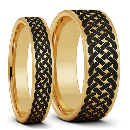 Celtic Sailor's Knot Brushed Tungsten Couple's Matching Wedding Band Set