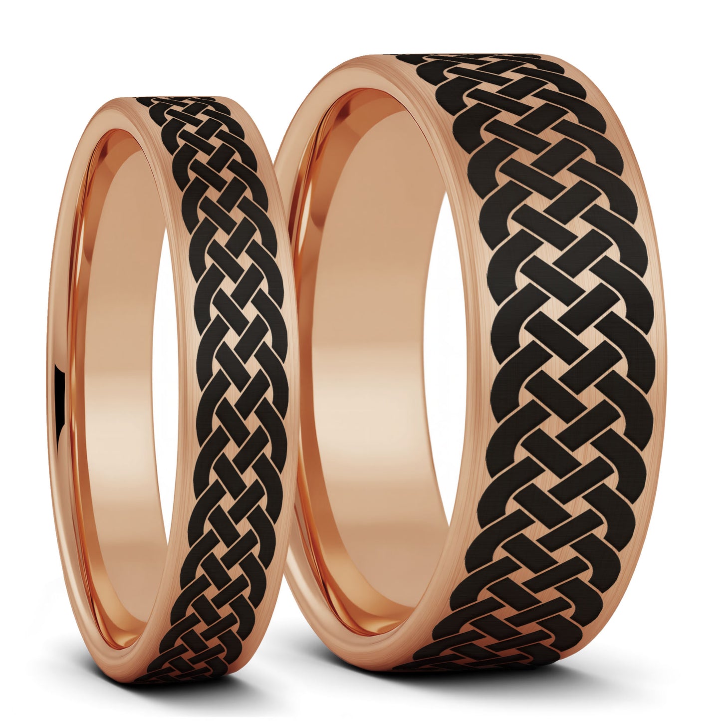 Celtic Sailor's Knot Brushed Tungsten Couple's Matching Wedding Band Set