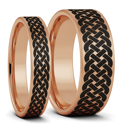Celtic Sailor's Knot Brushed Tungsten Couple's Matching Wedding Band Set