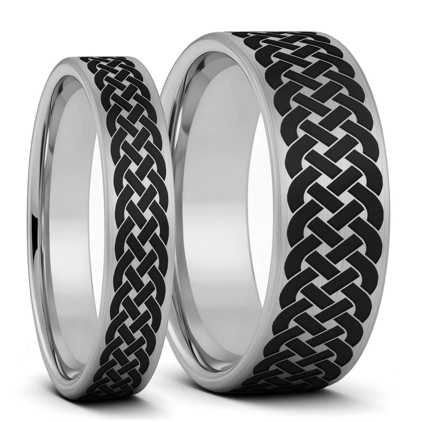 Celtic Sailor's Knot Brushed Tungsten Couple's Matching Wedding Band Set