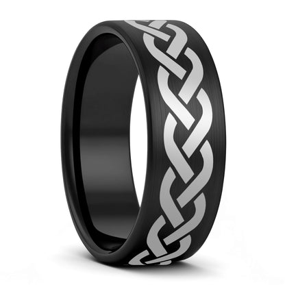 Celtic Woven Rope Brushed Tungsten Wedding Band