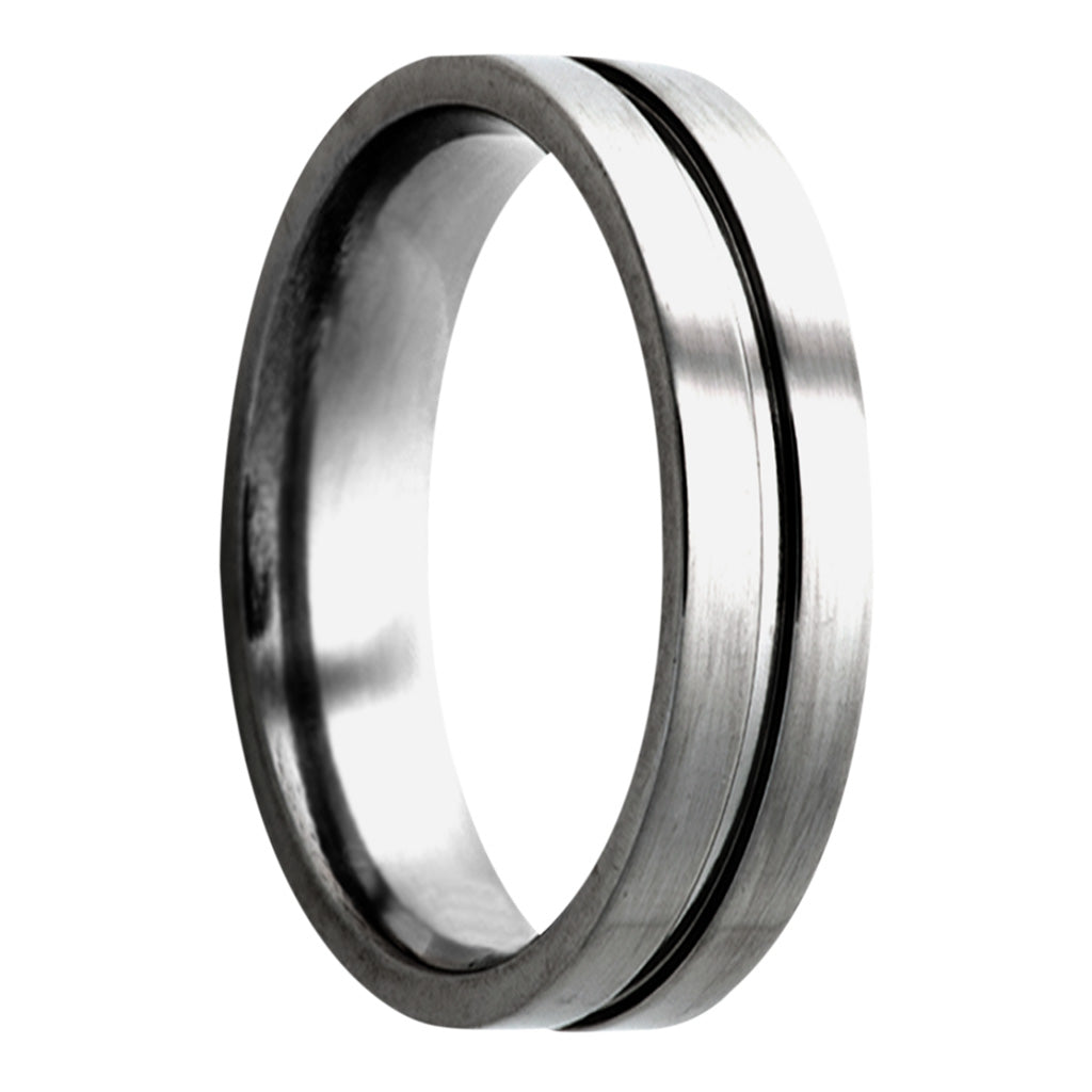 Center Grooved Titanium Wedding Band