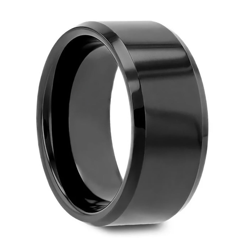 Alianza de boda clásica de tungsteno negro para hombre