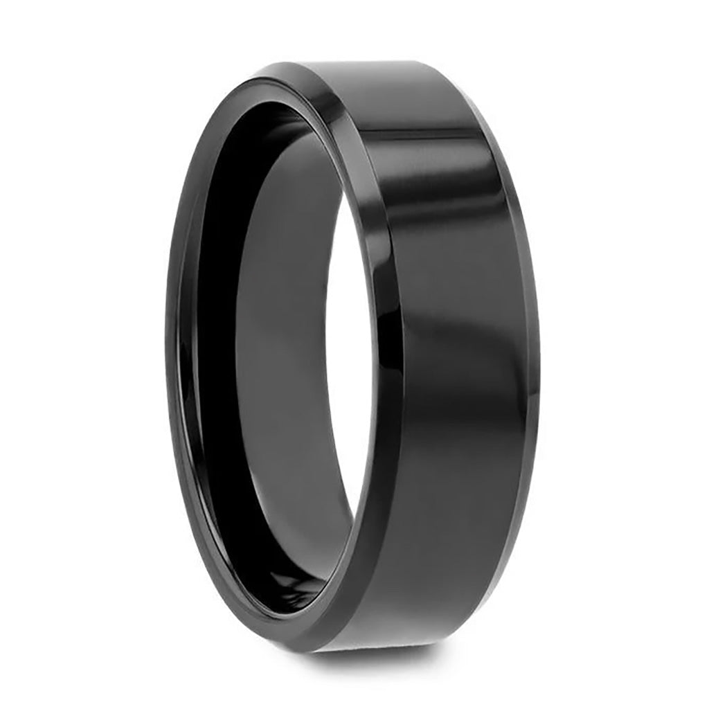 Alianza de boda clásica de tungsteno negro para hombre