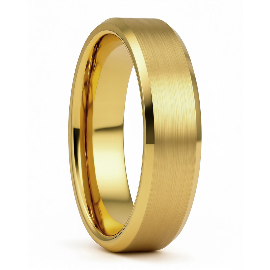 Classic Brushed Gold Tungsten Women's Wedding Band