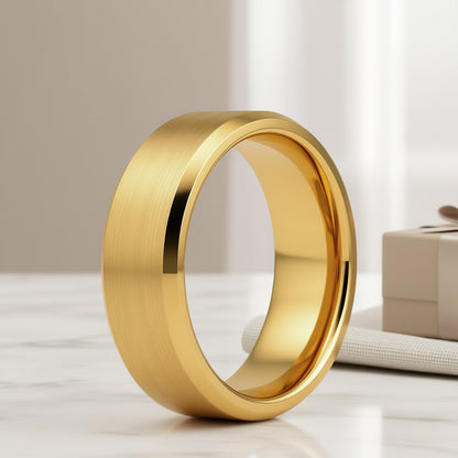 Classic Brushed Gold Tungsten Men's Wedding Band