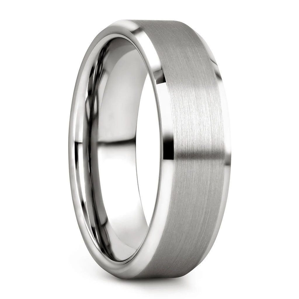 Classic Brushed White Tungsten Wedding Band