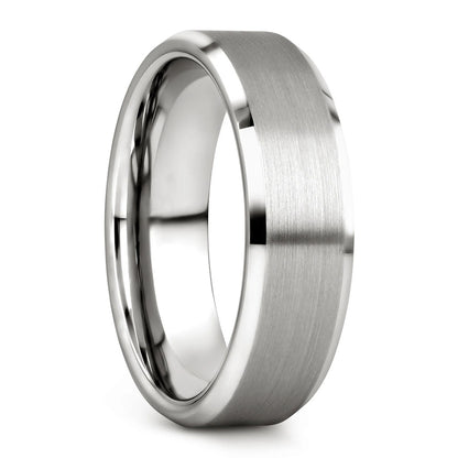 Classic Brushed White Tungsten Wedding Band