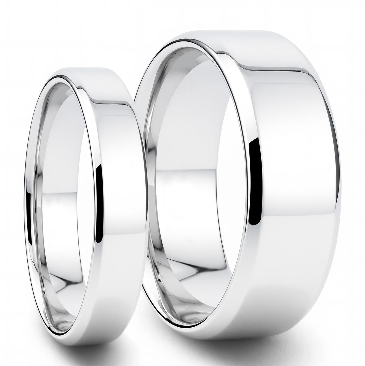 Classic Sterling Silver Couple's Matching Wedding Band Set