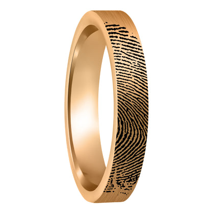 Custom Fingerprint Engraved Brushed Tungsten Women's Ring
