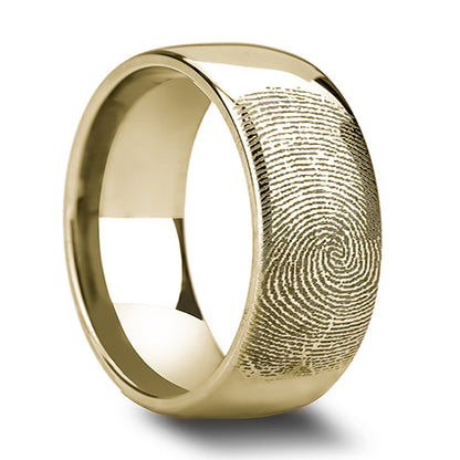 Custom Fingerprint Engraved Gold Tungsten Couple's Matching Ring Set