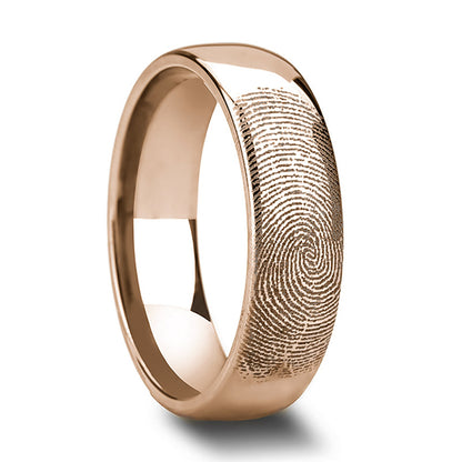 Custom Fingerprint Engraved Rose Gold Plated Men's Tungsten Ring