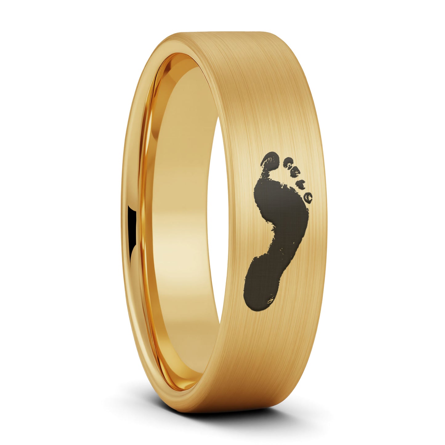 Bague pour femme en tungstène noir brossé à empreinte personnalisée