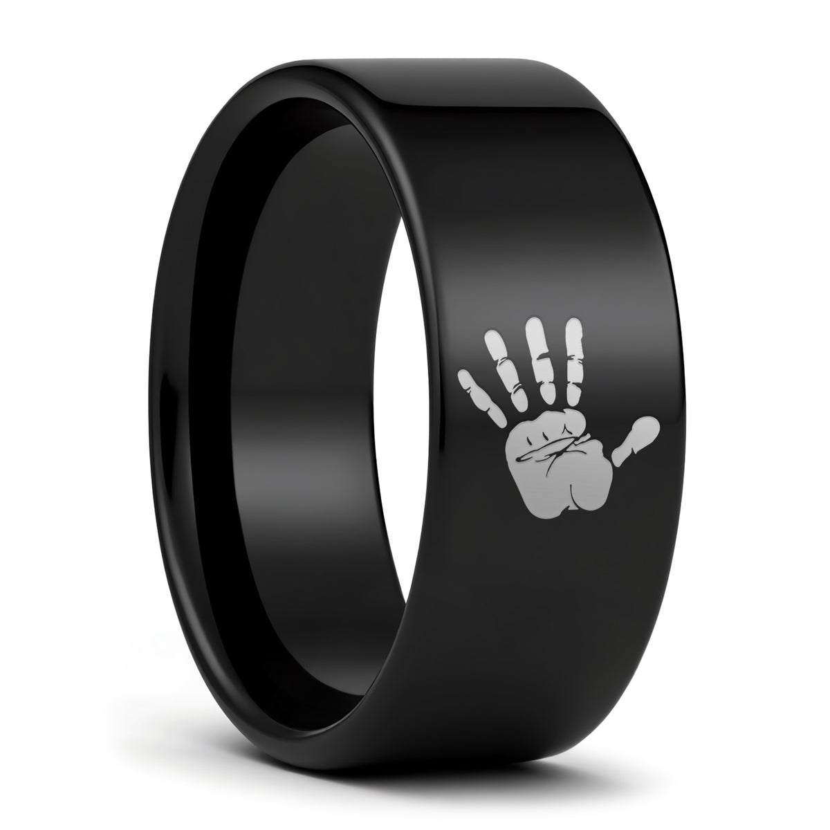 Custom Handprint Tungsten Men's Ring