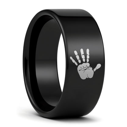 Custom Handprint Tungsten Men's Ring