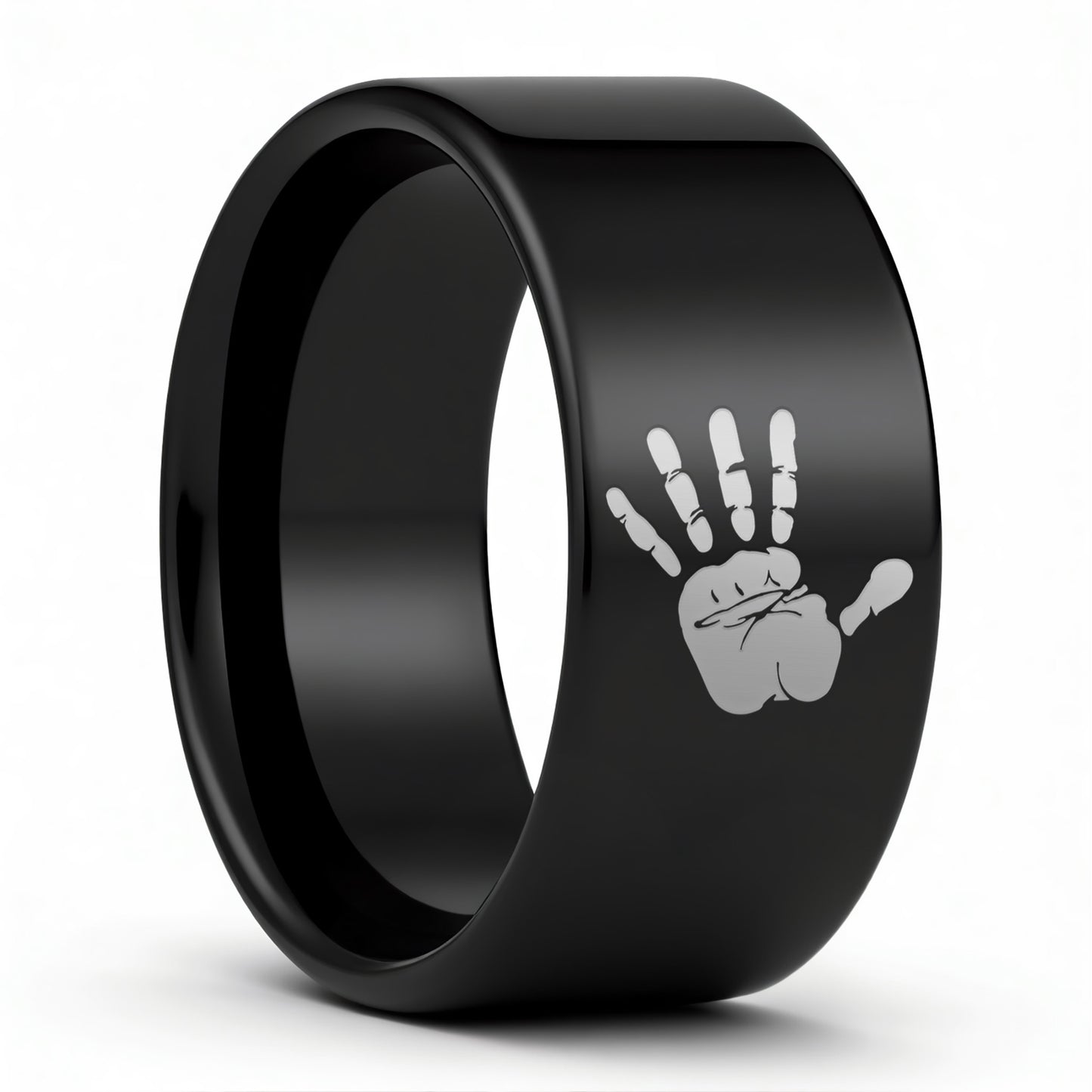 Bague pour hommes en tungstène à empreinte de main personnalisée