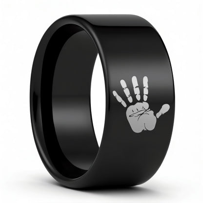 Bague pour hommes en tungstène à empreinte de main personnalisée