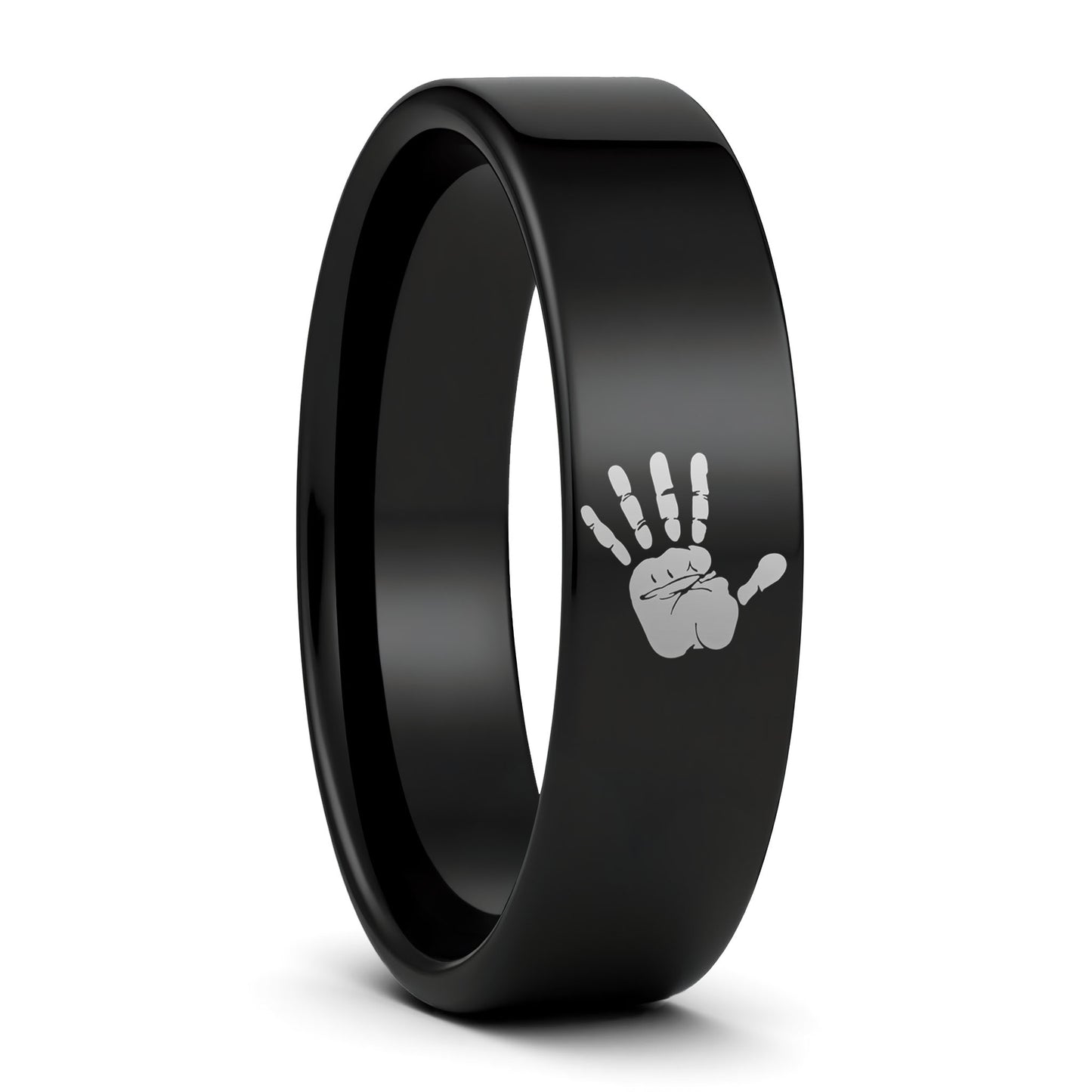 Custom Handprint Tungsten Men's Ring
