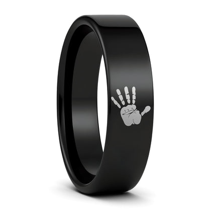 Custom Handprint Tungsten Men's Ring