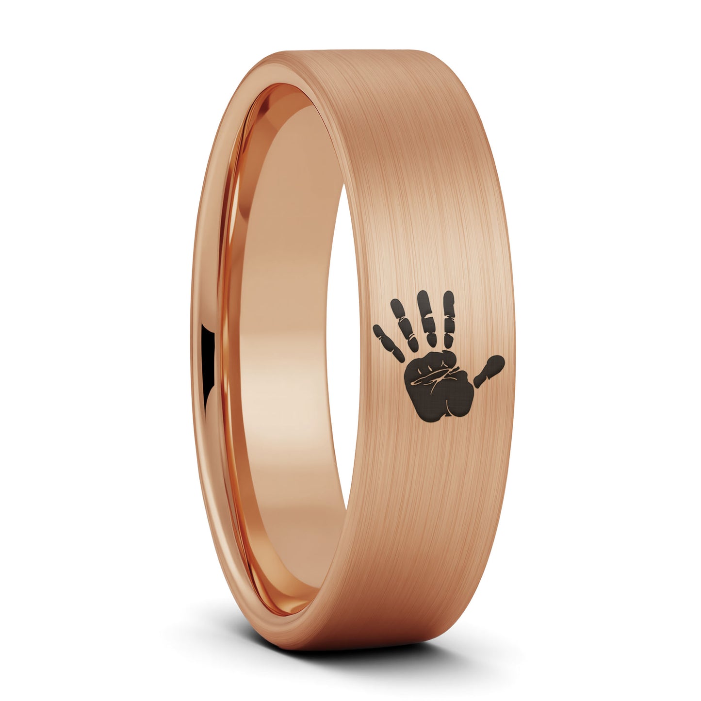 Custom Handprint Brushed Tungsten Men's Ring
