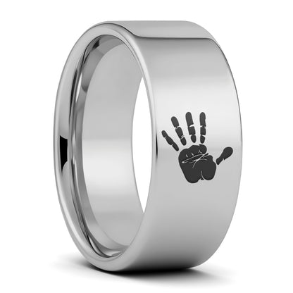 Custom Handprint Tungsten Men's Ring