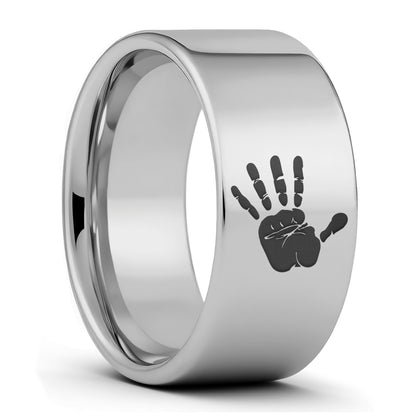 Bague pour hommes en tungstène à empreinte de main personnalisée