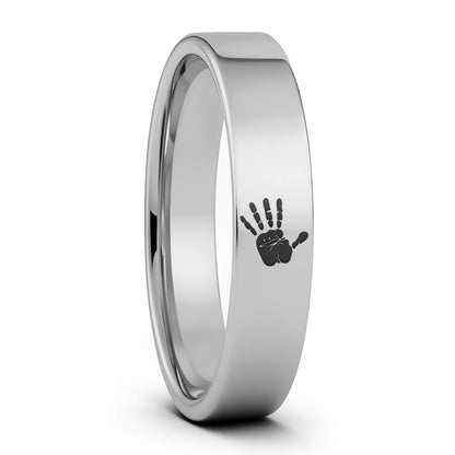 Bague pour hommes en tungstène à empreinte de main personnalisée