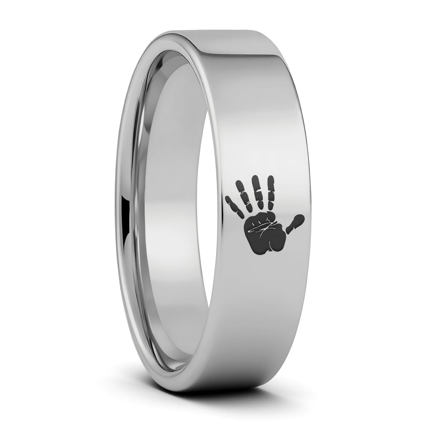 Custom Handprint Tungsten Men's Ring