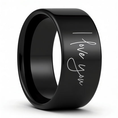 Custom Handwriting Tungsten Men's Ring