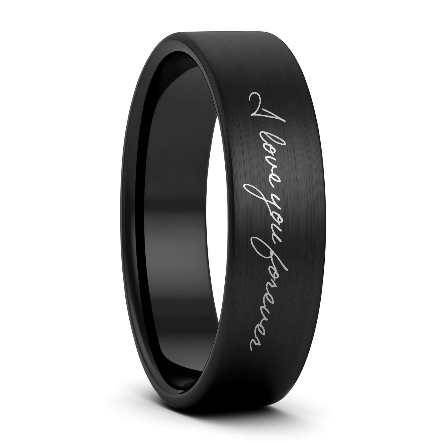 Custom Handwriting Brushed Tungsten Men's Ring