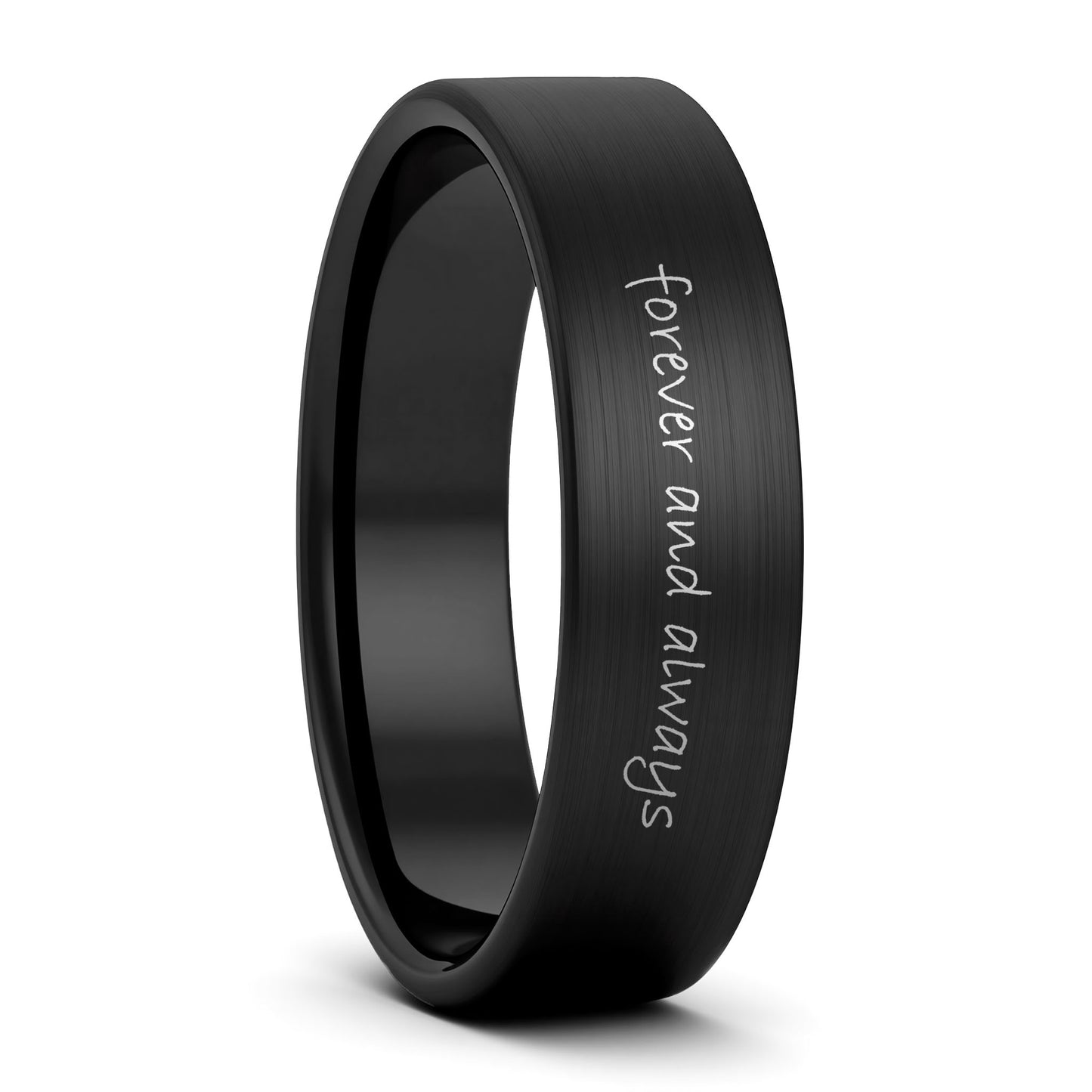 Custom Handwriting Brushed Tungsten Women's Ring