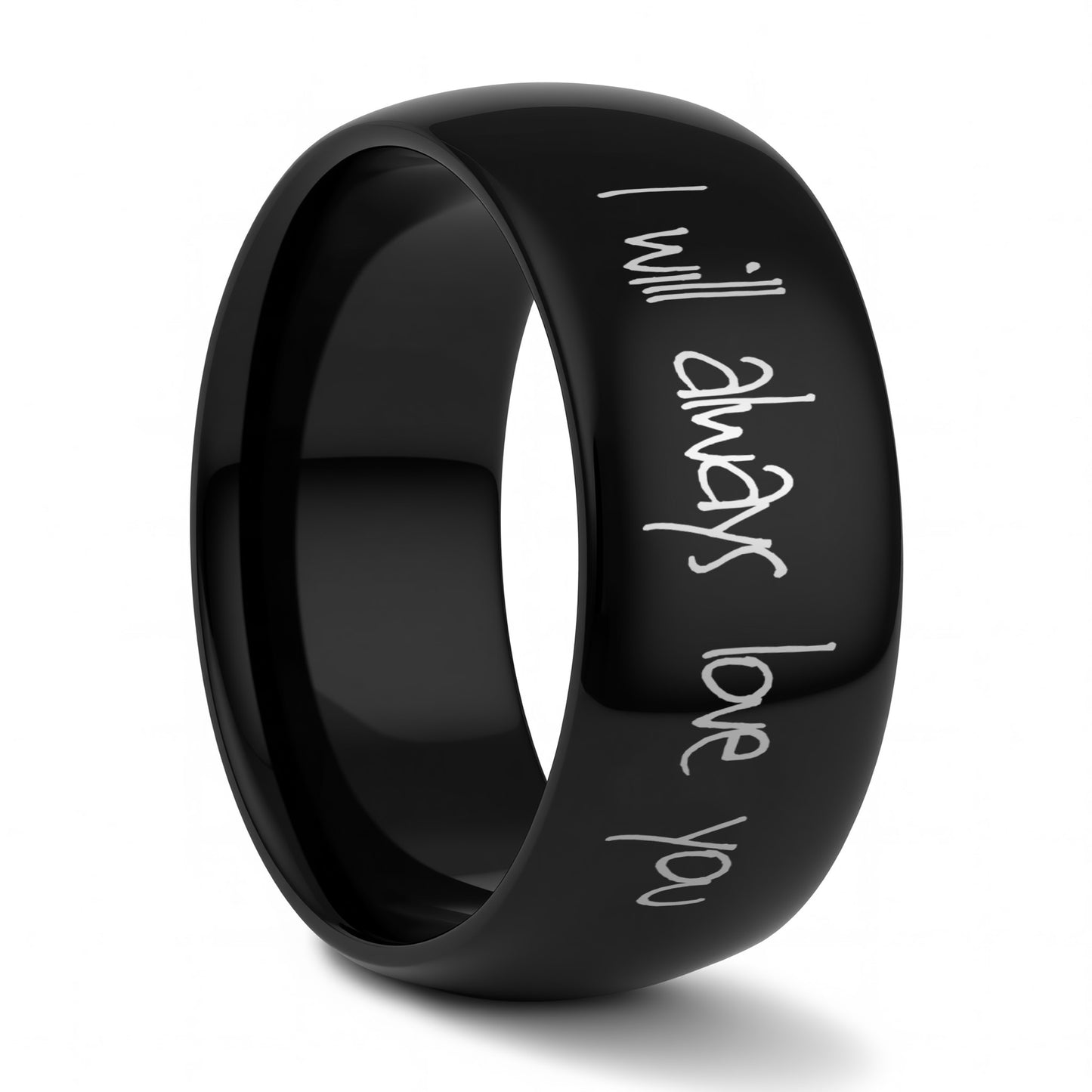 Custom Handwriting Engraved Domed Tungsten Men's Ring