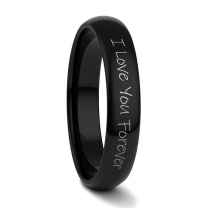 Custom Handwriting Engraved Domed Tungsten Men's Ring